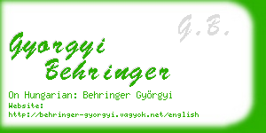gyorgyi behringer business card